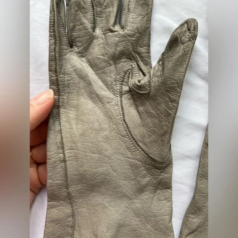 Vintage Buttery Soft Grey Leather Gloves